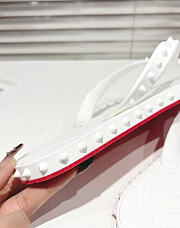 Kitlife Christian Louboutin Super Loubi Flip Spiked Thong Sandals White  - 2