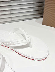 Kitlife Christian Louboutin Super Loubi Flip Spiked Thong Sandals White  - 6