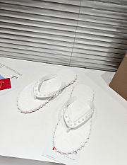 Kitlife Christian Louboutin Super Loubi Flip Spiked Thong Sandals White  - 5