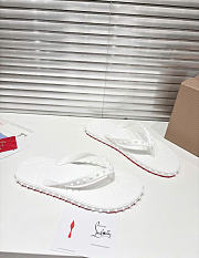 Kitlife Christian Louboutin Super Loubi Flip Spiked Thong Sandals White  - 3
