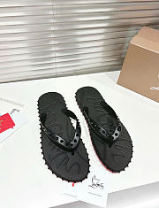 Kitlife Christian Louboutin Super Loubi Flip Spiked Thong Sandals Black - 1