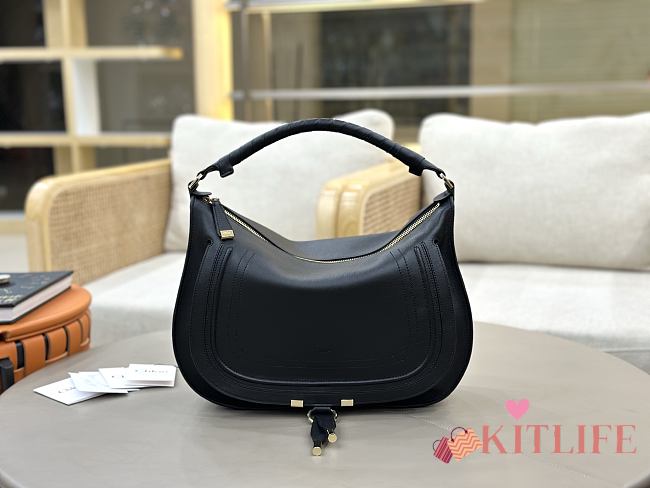 Kitlife Chloe Marcie Saddle Bag In Black Leather 37x25x9.5cm - 1