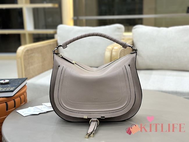 Kitlife Chloe Marcie Saddle Bag In Grey Leather 37x25x9.5cm  - 1