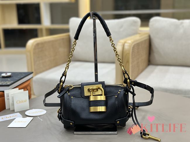 Kitlife Chloe Small Paddington Chain Bag In Black Leather 22x15x10cm - 1