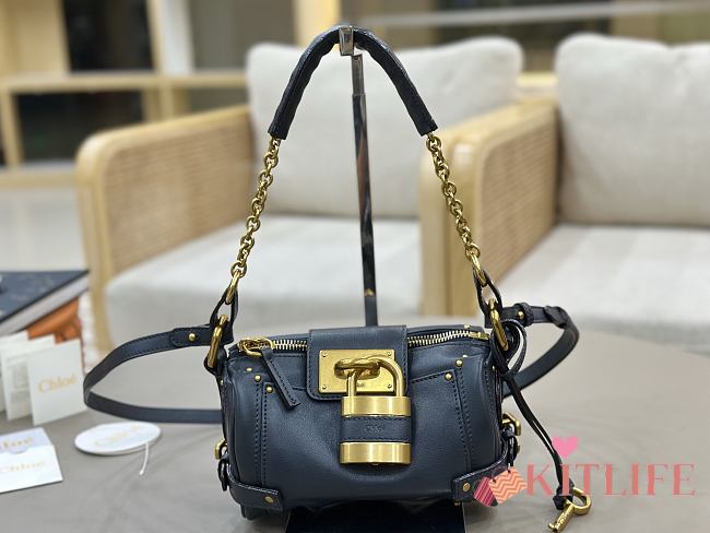 Kitlife Chloe Small Paddington Chain Bag In Dark Blue Leather 22x15x10cm  - 1