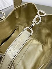Kitlife Dior Small Toujours Vertical Tote Bag Metallic Gold-Tone Macrocannage Calfskin 16x12x18cm - 5