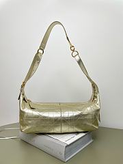 Kitlife Dior Medium D-Journey Bag in Metallic Gold-Tone Flat Macrocannage Crinkled Calfskin 33x16x15cm - 1