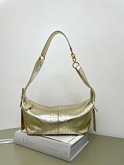 Kitlife Dior Small D-Journey Bag in Metallic Gold-Tone Flat Macrocannage Crinkled Calfskin 25.5x14.5x14cm - 1
