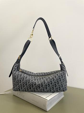 Kitlife Dior Medium D-Journey Bag Gray Denim Oblique 33x16x15cm