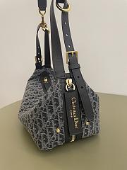 Kitlife Dior Medium D-Journey Bag Gray Denim Oblique 33x16x15cm - 3