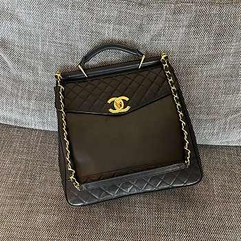 Kitlife Chanel Vintage Backpack Black 32x10x34cm