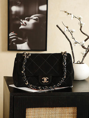 Kitlife Chanel Shoulder Bag Black Suede 30x16x13cm