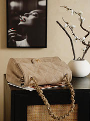 Kitlife Chanel Shoulder Bag Beige Suede 30x16x13cm  - 5