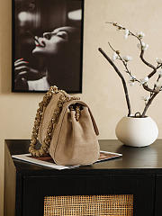 Kitlife Chanel Shoulder Bag Beige Suede 30x16x13cm  - 2