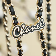 Kitlife Chanel Logo Script Drawstring Chain Backpack Black Quilted Shiny Lambskin AS4810 22x17x7.5cm - 6