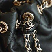 Kitlife Chanel Logo Script Drawstring Chain Backpack Black Quilted Shiny Lambskin AS4810 22x17x7.5cm - 5