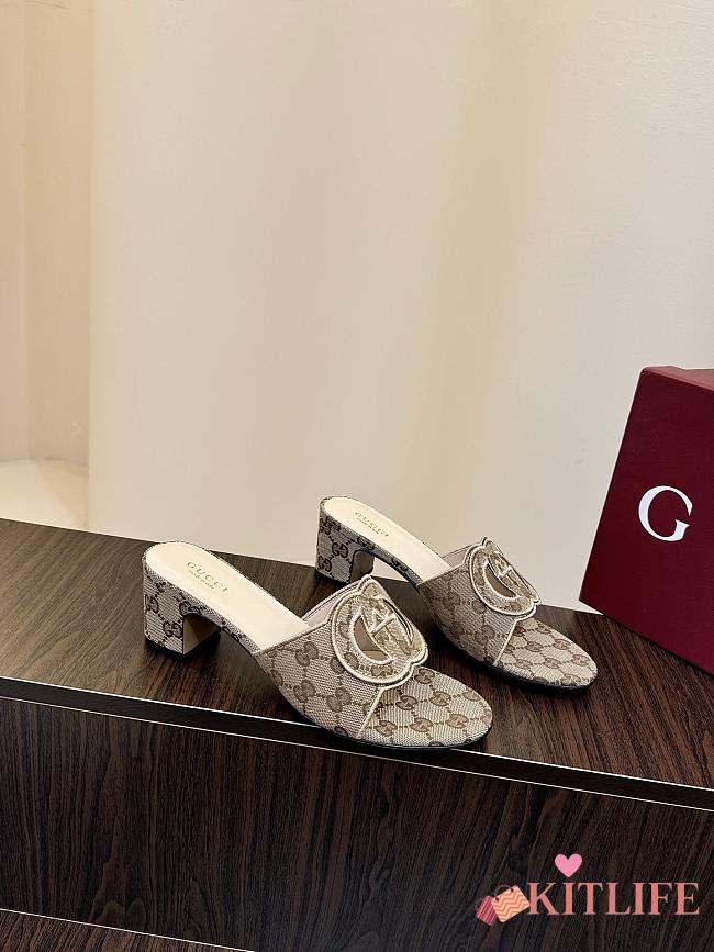Kitlife Gucci Shoes Beige With 5.5cm Square Heel - 1