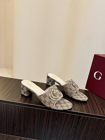 Kitlife Gucci Shoes Beige With 5.5cm Square Heel