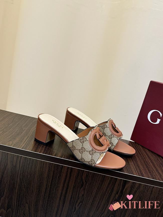 Kitlife Gucci Shoes Brown & Beige With 5.5cm Square Heel - 1