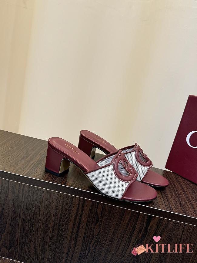Kitlife Gucci Shoes Red & White With 5.5cm Square Heel  - 1