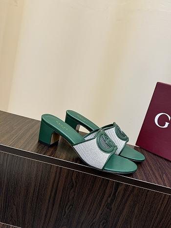 Kitlife Gucci Shoes Green & White With 5.5cm Square Heel 
