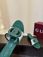 Kitlife Gucci Shoes Green & White With 5.5cm Square Heel  - 4