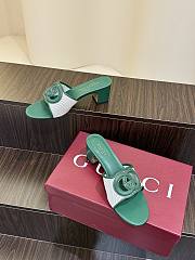 Kitlife Gucci Shoes Green & White With 5.5cm Square Heel  - 5