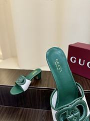 Kitlife Gucci Shoes Green & White With 5.5cm Square Heel  - 3