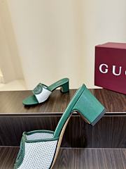 Kitlife Gucci Shoes Green & White With 5.5cm Square Heel  - 2