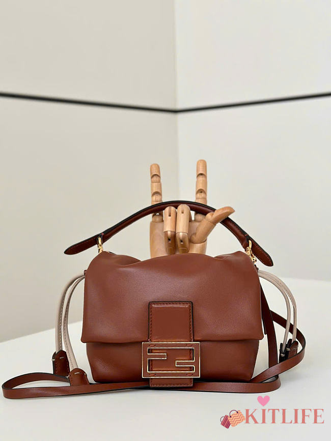 Kitlife Fendi Mamma Baguette Small Bag Dark Brown 16x10x13cm - 1