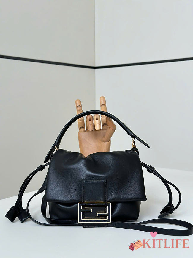 Kitlife Fendi Mamma Baguette Small Bag Black 16x10x13cm  - 1