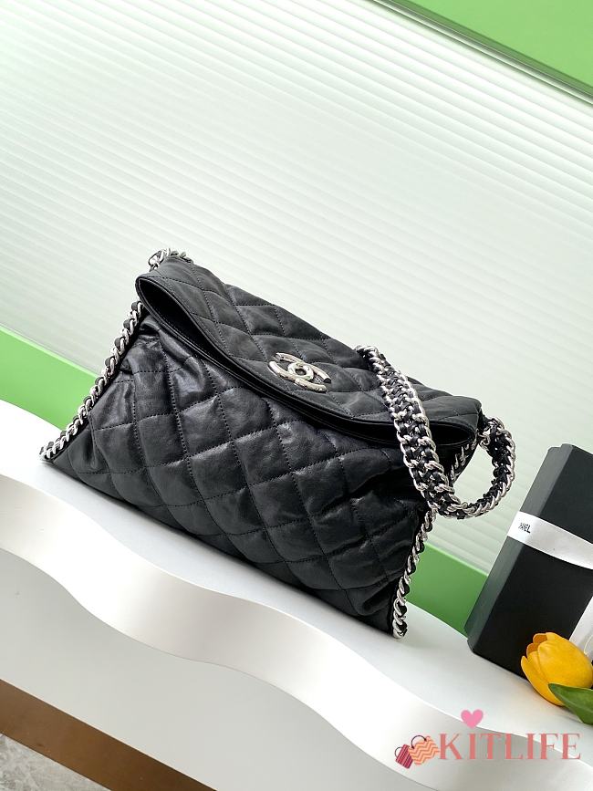 Kitlife Chanel Black Quilted Lambskin Chain Around Hobo Bag AS3566 33x22x8cm - 1