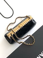 Kitlife Chanel Black Pearlescent Lambskin, Artificial Pearls & Gold-colored Metal Clutch AS5912 10x20x7cm - 2