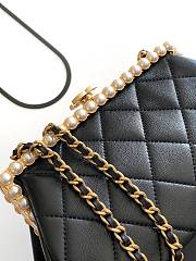 Kitlife Chanel Black Pearlescent Lambskin, Artificial Pearls & Gold-colored Metal Clutch AS5912 10x20x7cm - 6