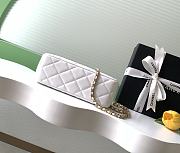 Kitlife Chanel White Pearlescent Lambskin, Artificial Pearls & Gold-colored Metal Clutch AS5912 10x20x7cm - 6