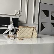 Kitlife Chanel Beige Pearlescent Lambskin, Artificial Pearls & Gold-colored Metal Clutch AS5912 10x20x7cm  - 1