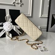 Kitlife Chanel Beige Pearlescent Lambskin, Artificial Pearls & Gold-colored Metal Clutch AS5912 10x20x7cm  - 4