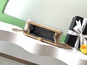 Kitlife Chanel Silver Pearlescent Lambskin, Artificial Pearls & Gold-colored Metal Clutch AS5912 10x20x7cm  - 2