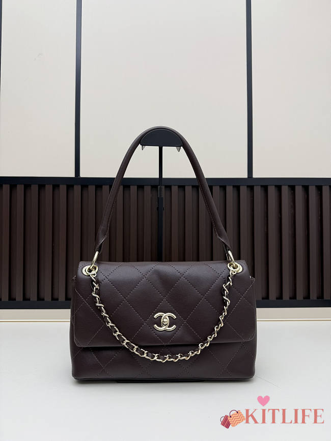 Kitlife Chanel Large Flap Bag Dark Brown Sheepskin AS6116 28×17×8 cm - 1