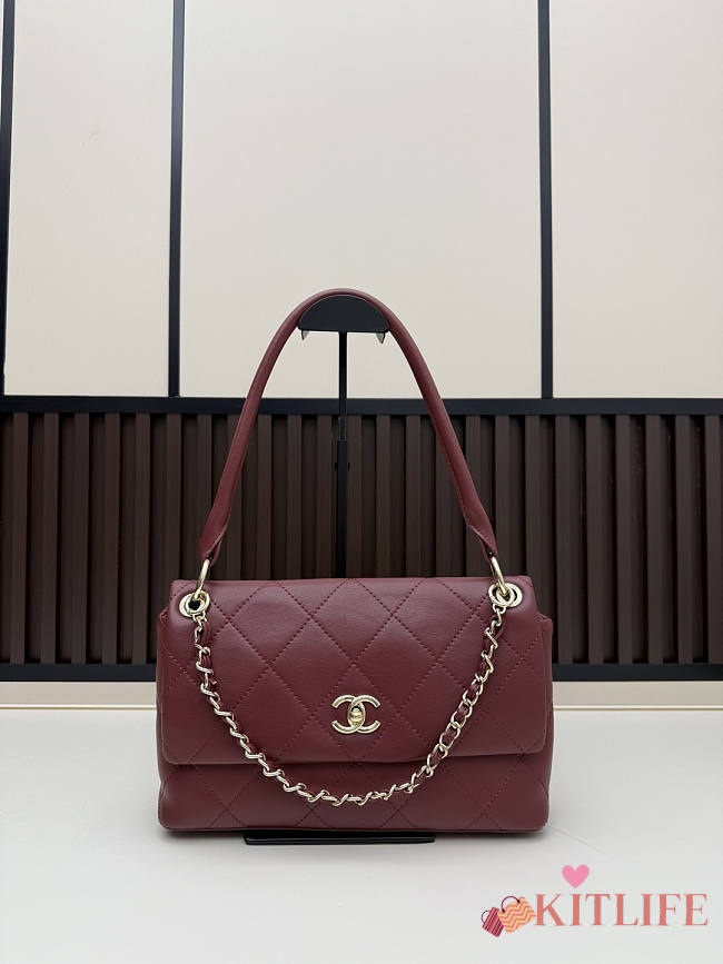 Kitlife Chanel Large Flap Bag Burgundy Sheepskin AS6116 28×17×8 cm - 1