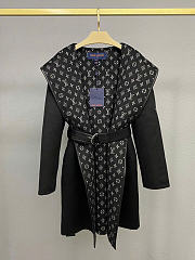 Kitlife Louis Vuitton Hooded Wrap Coat Black - 1