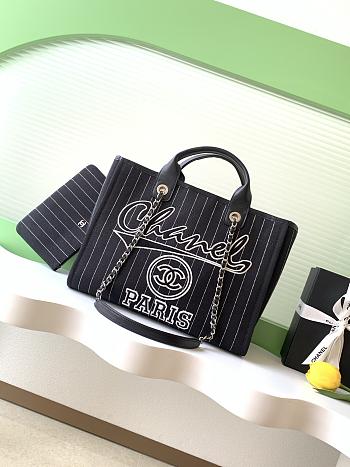Kitlife Chanel Deauville Tote Bag Black AS3351 35cm