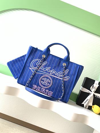 Kitlife Chanel Deauville Tote Bag Blue AS3351 35cm