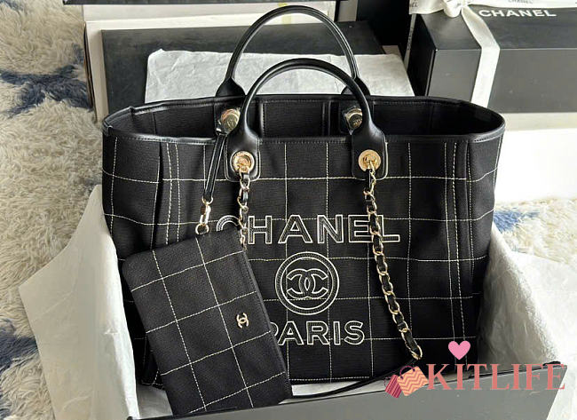 Kitlife Chanel Classic Travel Shopping Bag Black AS93257 33x31x21cm - 1