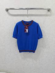 Kitlife Gucci Round Neck Pullover Short Sleeve Knitted Sweater Blue - 1