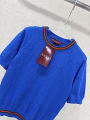 Kitlife Gucci Round Neck Pullover Short Sleeve Knitted Sweater Blue - 5