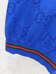 Kitlife Gucci Round Neck Pullover Short Sleeve Knitted Sweater Blue - 2