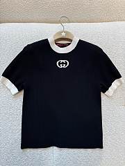 Kitlife Gucci La Famiglia series double-G Knit Short-sleeved Top Black - 1