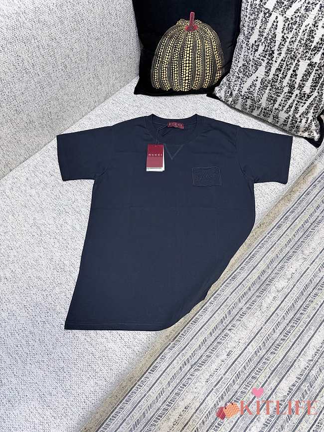 Kitlife Gucci Vintage Logo Embroidery T-shirt Black - 1