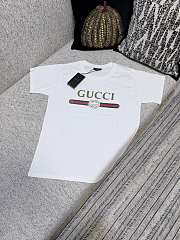 Kitlife Gucci White Washed Cotton Jersey With Gucci Print T-shirt - 1